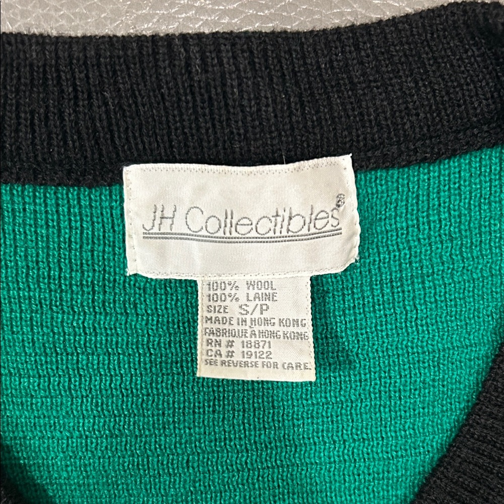 JH collectibles wool women Green and Black Cardigan Sweater, size S. - Picture 2 of 6